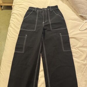 H&M Black Trousers with Contrast Stitching